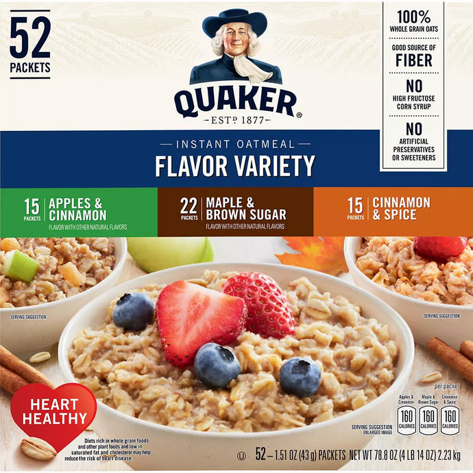 Quaker Oatmeal Variety Pack 52ct