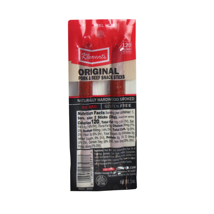 Klement's Original Beef & Pork Snack Sticks 1oz 75ct