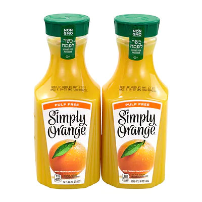 Simply Orange Juice Pulp Free 52oz 2Pack
